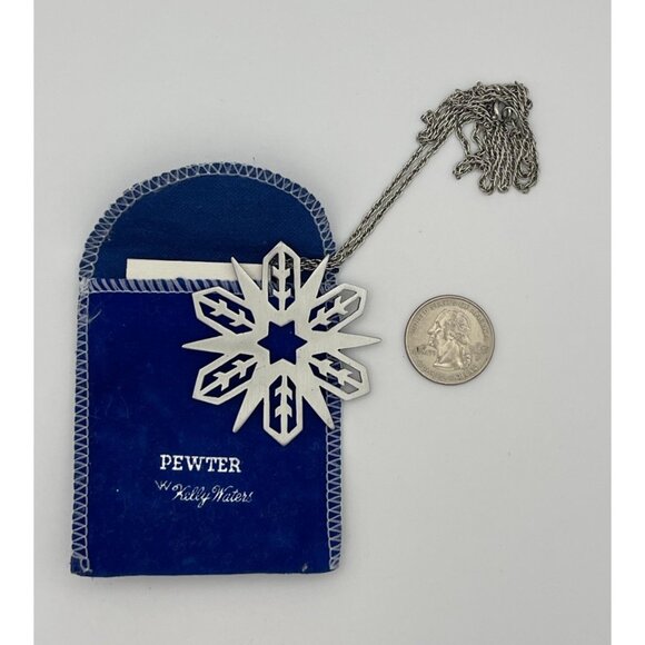 Snowflake  Pendant Ornament 2" Pewter By Kelly Waters Name Card Pouch - Picture 9 of 10